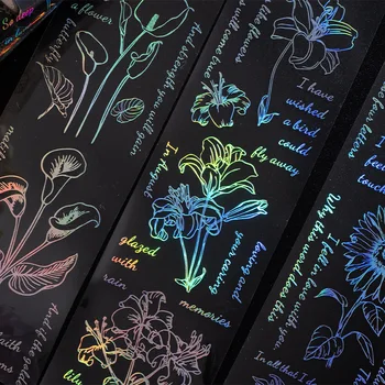 1 Rola Banda PET Creaturi de Creștere a Plantelor Proiectul de Manuscris Laser Colorate Maksing Bandă Manual Decor Colaj pentru Album