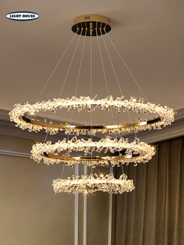 2023 Noi Timpurile Moderne LED-uri de Lumină Inel de decor acasă de Aur Candelabru de Cristal Lampara Techo Lampa de Dormitor, Salon Luciu