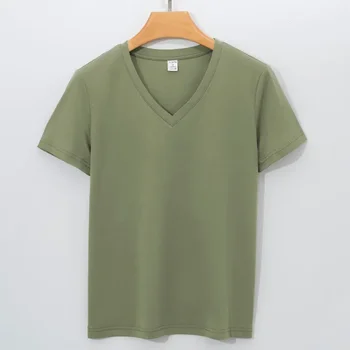 2024 newT-shirt de sex feminin de vară cu mânecă scurtă gât rotund v-guler gray22