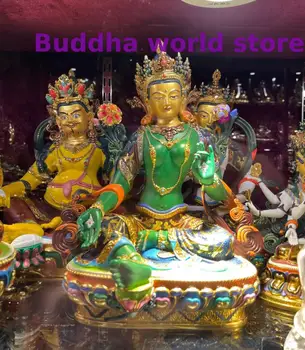 30cm en-Gros de mare Budismul Culoare Verde Tara Bodhisattva CUPRU statuie a lui Buddha de înaltă calitate ACASĂ Altar de închinare protecție