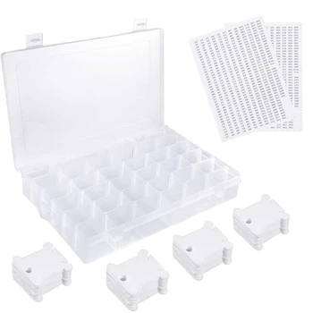 36 Grile Plastic de Ață de Brodat Organizator Box & 50 Bobine de Ata & 2 BUC Ata Număr de Autocolante Pentru Cusut de Stocare