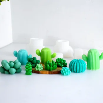 3D Plante Suculente Matrite lumanari DIY Cactus Silicon Mucegai Aroma Ipsos, Săpun Decor Acasă Pentru a Face Jeleu Tort de Ciocolata de Copt