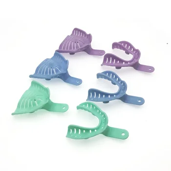 6 buc/pachet de Colorat Dentare Impresia Tăvi din material Plastic Materiale de Dinți Titular Laborator Dentar Tava Dentare Tavă de Plastic