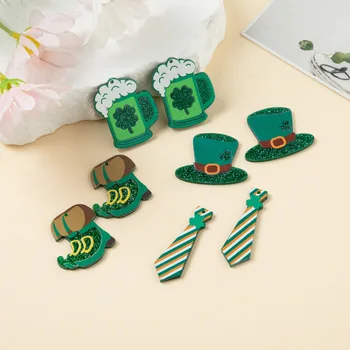 Acrilic Verde de Trifoi Farmecele pentru a Face Bijuterii Cizme, Pălării, Cravate Bere St. Patrick ' s Day DIY Accesorii 10BUC/LOT