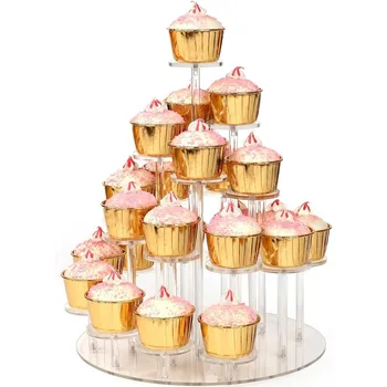 Acrilice Cupcake Stea timp de 24 de Cupcakes Titular, Display Stand Cupcake Tower Patiserie care Servește de Afișare pentru Petrecerea de Nunta, Ziua de nastere