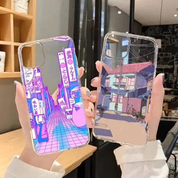 Anime-ul japonez Pictat Casa peisaj Telefon Caz Pentru iPhone 11 12 Mini-13 Pro XS Max X 8 7 6s Plus 5 SE XR Coajă Transparent