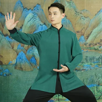 Artă Marțială Uniformă Wushu Îmbrăcăminte Tai Chi Haine Kung Fu Rochie Unisex, Femei Și Bărbați Kun Master Verde 2023 Stil Nou Respirabil