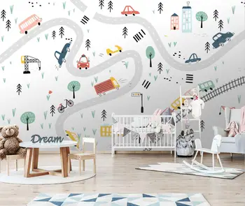 beibehang de Desene animate Personalizate pentru animale mici drum auto foto murală tapet pentru camera copiilor decor de fundal de Artă de hârtie de perete