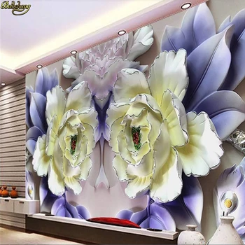 beibehang foto Personalizat tapet mural bujor relief 3D perete de fundal de flori în relief pictura decorativa papel de parede