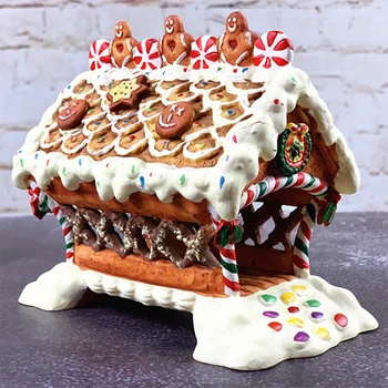 Cadou De Crăciun Gingerbread House Decor Acasă Hamster Mic Cuib Casa Pavilion Arc Punte Ceramica Bomboane De Casa