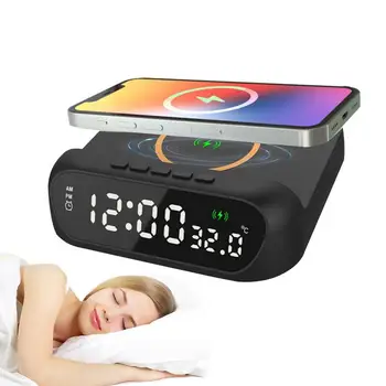 Ceas cu alarmă fără Fir Încărcător 3 In 1 cu LED Ceas Deșteptător Doc de Încărcare Cu Temperatura de Afișare Reglabil Inteligent de Alarmă fără Fir