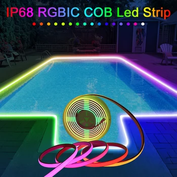 COB RGB LED Strip Lumină IP68 rezistent la apa Adresabile Benzi cu LED-uri Kit Vis Colorat Benzi de Lumină Pentru Decor în aer liber Benzi de Iluminat