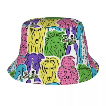 Colorat Câine Model Ilustrare Găleată Pălării Panama Pentru Barbat Femeie Bob Pălării În Aer Liber Reversibile Pescar Pălării De Pescuit Unisex Capac