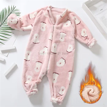 Copii 1 BUC Iarna Flanel pentru Copii Pijamale Saci de Dormit Salopetă Pentru Băieți Și Fete de-O Bucată de Costume De Uzura Acasă