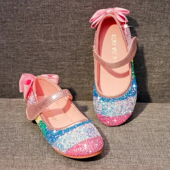 Copii Pantofi De Piele De Primăvară De Moda Toamna Sclipici Curcubeu Papion Unic Pantofi Copii Fete Printesa Pantofi Plat Adidasi