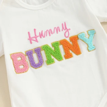 Copil Nou-Născut Fată De Paști Haine Hunny Bunny Short Sleeve Romper Pompom Pantaloni Scurți Bentita Seturi Tinuta De Vara