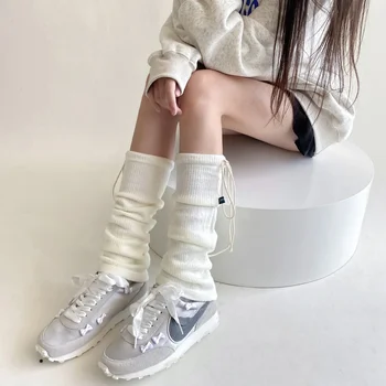 Coreea Style Femei Încălzit de Picior JK Lolita Bandaj Bowknot Șosete Lungi Ciorapi de Y2k Fete Piciorul Cald Tricotate Jos Capacul Șosete până la Genunchi