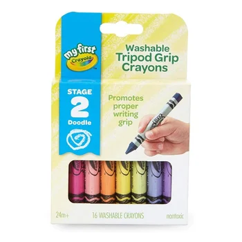 Crayola Prima Mea Lavabil Trepied Prindere Creioane colorate pentru Copii Petrecere 16 Conta Desen Jucărie