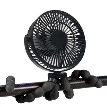 Cărucior pentru copii Fan Ventilator Portabil cu Roti 360 Trepied Flexibil de Viteze cu 5 Baterii Clip Pe Fan 2400mAh Portabile Birou, Ventilator