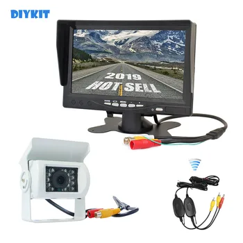 DIYKIT Wireless 7inch TFT LCD Monitor Auto Reverse retrovizoare Monitor IR Noapte Viziune HD CCD Vedere din Spate aparat de Fotografiat Auto Alb