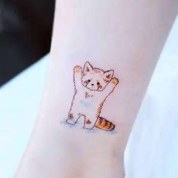 Drăguț Pisica Zibeta Tatuaje Temporare pentru Femei, Omul Brațul Desene animate Pisoi Impermeabil Tatuaj Autocolante de Arta Durată de Autocolante Tatuaj Fals