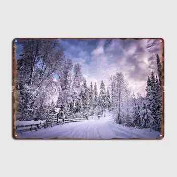Finlanda Iarnă, Zăpadă, Natură Metal Semn De Partid Decor De Perete De Perete Pub Clasic Tin Semn Poster