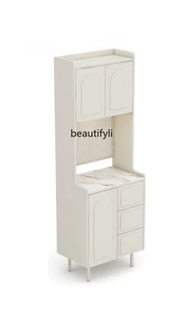Franceză Placă De Piatră Cabinet De Bufet Crema Stil Integrat Perete Dulap Mare Multi-Funcție Dulap