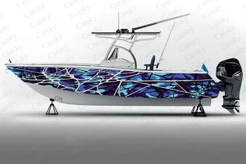 geometrice camuflaj rezumat grafic Barca Autocolant de Ambalare Pește Barca Impermeabil Personalizat Marin Barca Autocolant barca folie de vinil