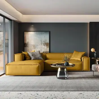 Ieftine piele PU de inalta calitate, o canapea în formă de L secționale populare acasă mobilier living-canapele