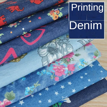 Imprimate tesaturi de Spălat De Metru pentru Cusut Blugi, Cămăși Îmbrăcăminte Subțire Albastru Haine de Vară Rochii Multicolore de Pânză de Bumbac
