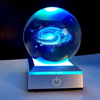 K9 Cristal Ball 3D, Gravura Laser Galaxy Sferă de Cristal LED-uri Colorate Bază Cadou de Crăciun de Decorare Casa Mingea Ornament Glob