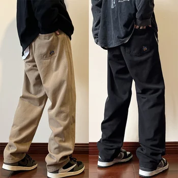 Kaki muncă pantaloni casual barbati primavara si toamna new American high street pantaloni brand de moda liber largi picior pantaloni drepte 2023