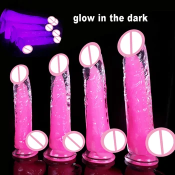 Luminos Vibrator Pentru Femei Realist Penis Cu Ventuza Pula Mare Sex Feminin Masturbator Vaginal G-Spot Stimulator Aldult Jucarii Sexuale