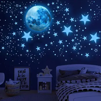 Luminozitatea de Strălucire-in-the-întuneric Stele Decalcomanii de Perete pentru Atmosfera Glow-in-the-întuneric Stele Luna Autocolante pentru Copii pentru Tavan