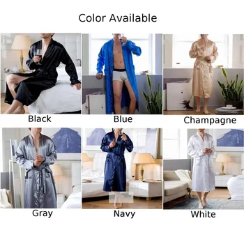 Moda Halat Din Satin De Culoare Bărbați Simulare Pijamale Homewear Pijamale De Mătase Buzunar Confortabil Pijamale Solid Halat Moale
