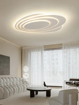 Modern, Simplu, Alb Oval din Metal Lampă de Tavan Dormitor, Camera de zi LED Dimming Corpuri de Iluminat cu Spectru Complet