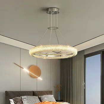 Nordic Candelabru din Cristal de Lux Chrome Lumina de luat Masa Cameră de Hotel, Sala Living Agățat Lampă Led Lumini Plafon pentru Dormitor