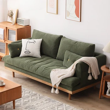 Nordic tesatura canapea camera de zi, apartament mic, pantaloni de catifea cord canapea, Japoneză simplu retro trei persoane combinație, detasabila