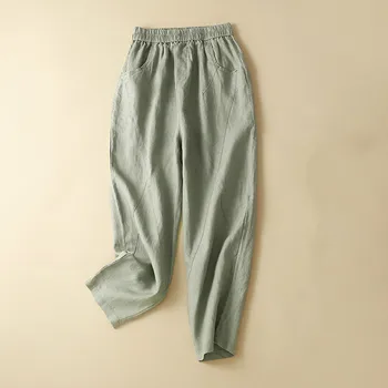 Nou Designer de Lenjerie Pur Glezna-lungime Casual Brand Pantaloni Pentru Femei Talie Elastic Pantaloni Fete 7 Culoare Pantalon Pour Femme