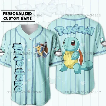 Nume personalizat Pokemon Anime Blastoise Desene animate Baseball Jersey Bărbați și Femei pe Maneci Scurte Sport Pikachu Baseball Jersey