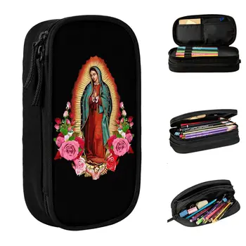 Our Lady Of Guadalupe Fecioara Maria Cazuri Creion Minunat Suport Stilou Saci Fete Baieti Capacitate Mare De Birou Cadou Caseta De Creion