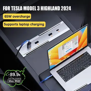 Pentru Tesla Model 3 Highland 2024 65W Expansiune Doc Central de Control de Încărcare de Șunt HUB USB Accesorii Extender Rapid Inteligent