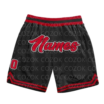 Personalizat Negru&Rosu Autentic de Baschet pantaloni Scurți 3D Imprimate Bărbați pantaloni Scurți Numele Tau Nouă Uscare Rapidă pantaloni Scurți de Plajă