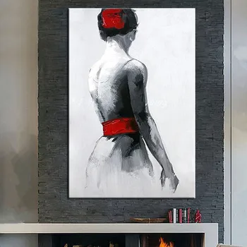 pictate manual elegant spaniolă fata sexy pictură în ulei abstract, arta de perete femeie doamnă cu bretele fusta decorative imagine figura