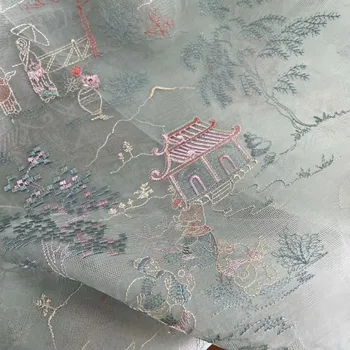 Plasă de Dantelă Flori tridimensionale Broderie Tesatura Rochie de Nunta Rochie Hanfu Qipao Sac de Tesatura de Îmbrăcăminte