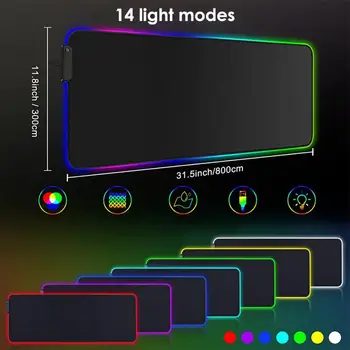 RYRA Luminoasă cu LED-uri Mouse Pad RGB Tastatura Mouse Pad Gaming Accesorii Birou Mare Mousepad Gamer Impermeabil Birou Mat