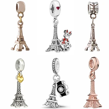 Se potrivesc Pandora Minnie Mouse Paris Turnul Eiffel Farmec a Crescut de Aur La Tour Eiffel Pandantiv pentru a Face Bijuterii Femei Brățară Accesorii