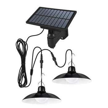 Solar Candelabru Impermeabil în aer liber Lampa LED Dublu-Cap Pandantiv Lumina Decoratiuni Durabil, Usor de instalat