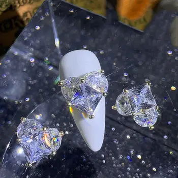 Strălucitoare Dragoste Strasuri 3D Unghii Arta Farmece Cristal de Diamant Manichiura Inima Decoratiuni Unghii Piersica Mare în Formă de Inimă
