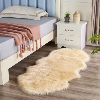 Timp De Pluș Camera De Zi Dormitor Noptieră Neregulate Imitație De Lână De Culoare Solidă Podea Mat Decor
